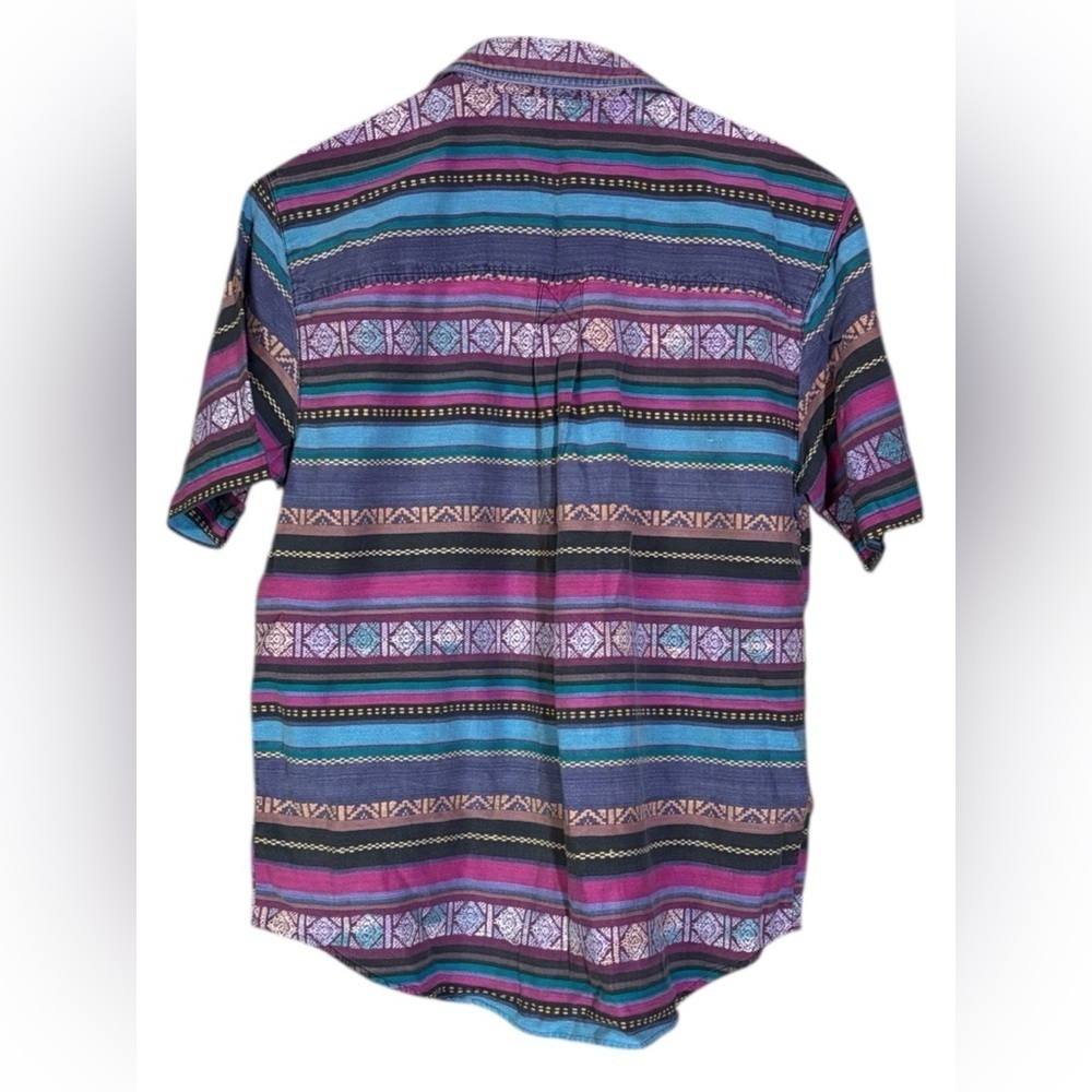 90s Retro Multicolor Striped Casual Button Down Shirt - Picture 2 of 7